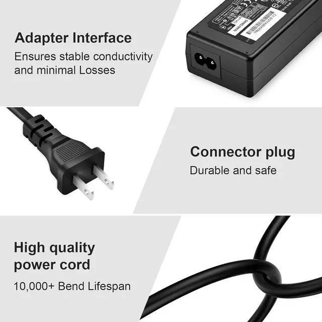 Alt view image 2 of 7 - 19V DC Power Supply for LG Electronics Monitor 19 20 22 23 24 32 TV LCD LED HD Monitor Widescreen Replacement LG Power Adapter Supply Power Cord Black