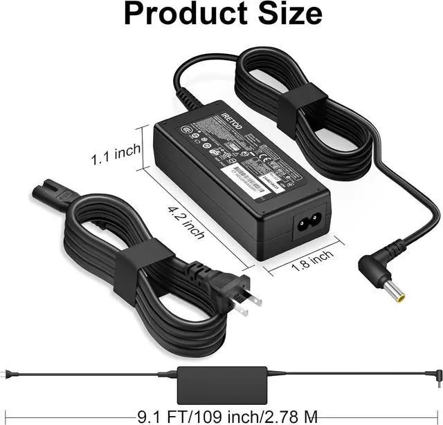 Alt view image 5 of 7 - 19V DC Power Supply for LG Electronics Monitor 19 20 22 23 24 32 TV LCD LED HD Monitor Widescreen Replacement LG Power Adapter Supply Power Cord Black