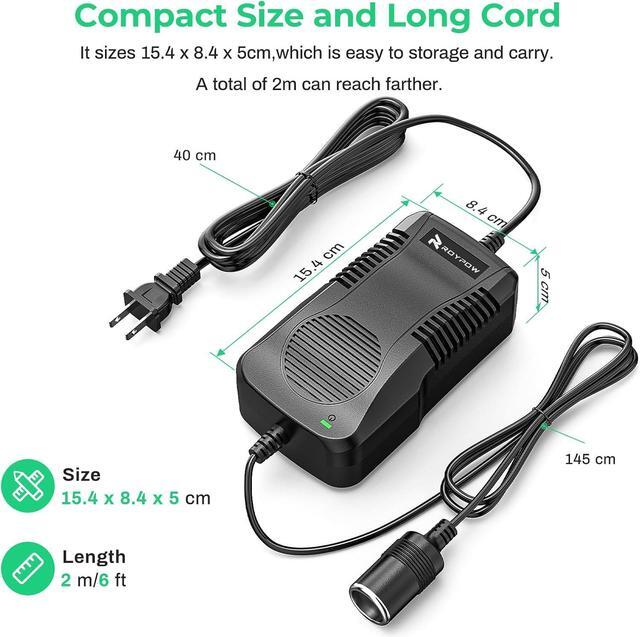 Alt view image 6 of 7 - AC to DC Converter 180W (Max 200W) 15A 100V~120V to 12V Car Cigarette Lighter Socket AC/DC Power Supply Adapter 120V/110V to 12V Converter Transformer for Inflator Car Refrigerator