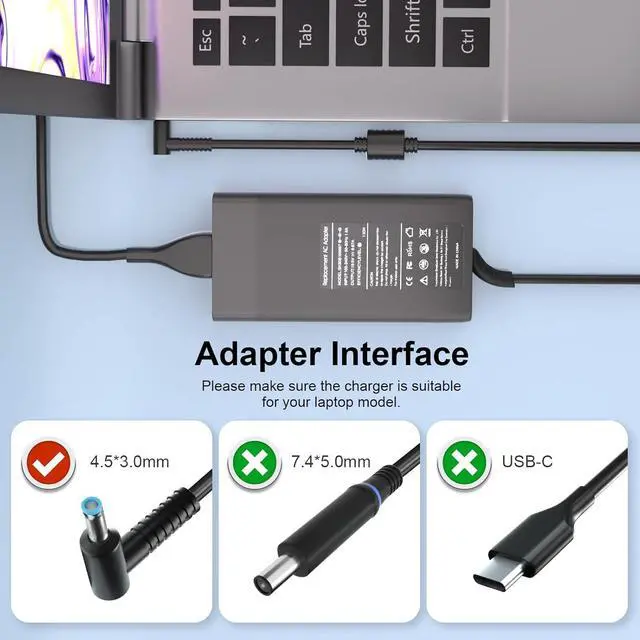 Alt view image 3 of 7 - 150W AC Adapter Charger for HP ZBook 15 16 17 15u 15v G3 G4 G5 G6 G7 G8 G9 G10 G11 Fury 15 17 G7 G8 Z Book Studio G4 G5 G7 G8 G9 G10 G11 Omen Pavilion Gaming 15 17 Laptop Power Supply Cord