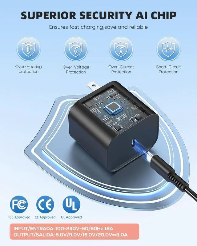 Alt view image 3 of 6 - 60W Fast Charger for Nintendo Switch 2 AC Adapter with 4.9FT Detachable Charging Cable Support 4K TV Dock Mode for Steam Deck & Type-C Devices Gamecube Games[Replacement Charger for Switch 2]