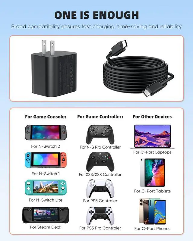 Alt view image 4 of 6 - 60W Fast Charger for Nintendo Switch 2 AC Adapter with 4.9FT Detachable Charging Cable Support 4K TV Dock Mode for Steam Deck & Type-C Devices Gamecube Games[Replacement Charger for Switch 2]