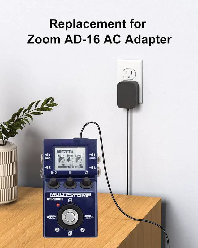Alt view image 2 of 7 - 9V for Zoom AD-16 AC Adapter Works with G3 G3X G2Nu G2.1Nu G5 A3 MS-70CDR MS-100BT MS-50G G2 A2 B2 Effects Pedals