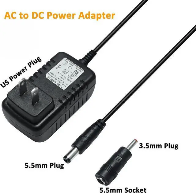 Alt view image 4 of 6 - 12V 2A Power Supply AC to DC Adapter 100-240V 50-60Hz Power Cord 5.5mm x 2.5mm 3.5mm x 1.35mm Wall Plug Transformer Replacement 4ft Output 12 Volt 2 Amp 24W for CCTV Camera LED Light Router