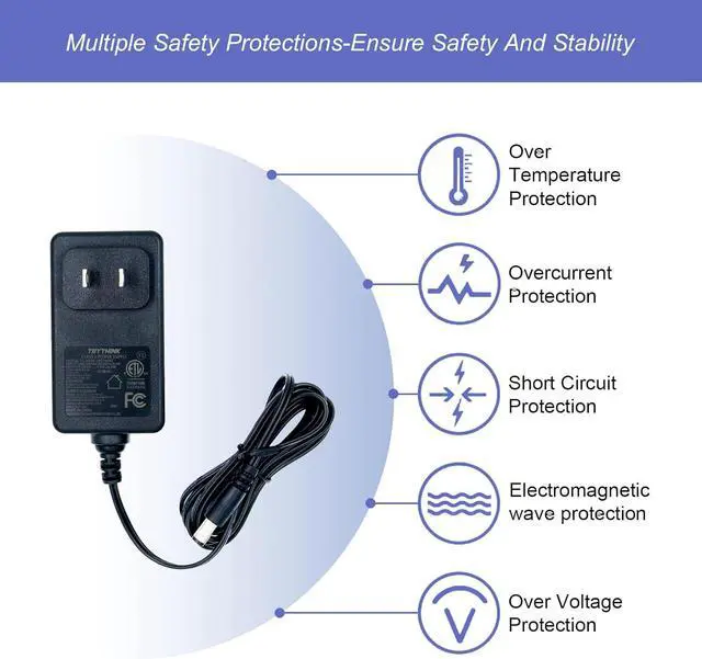 Alt view image 4 of 7 - 24V 1A Power Supply 6 FT Power Cord ETL Certified AC 100V-240V to DC 24 Volt Power Supply Adapter with 5.5mm x 2.1mm Plug and 9 Interchangeable Plug for LED Strip Lights CCTV Camera DC Pump etc