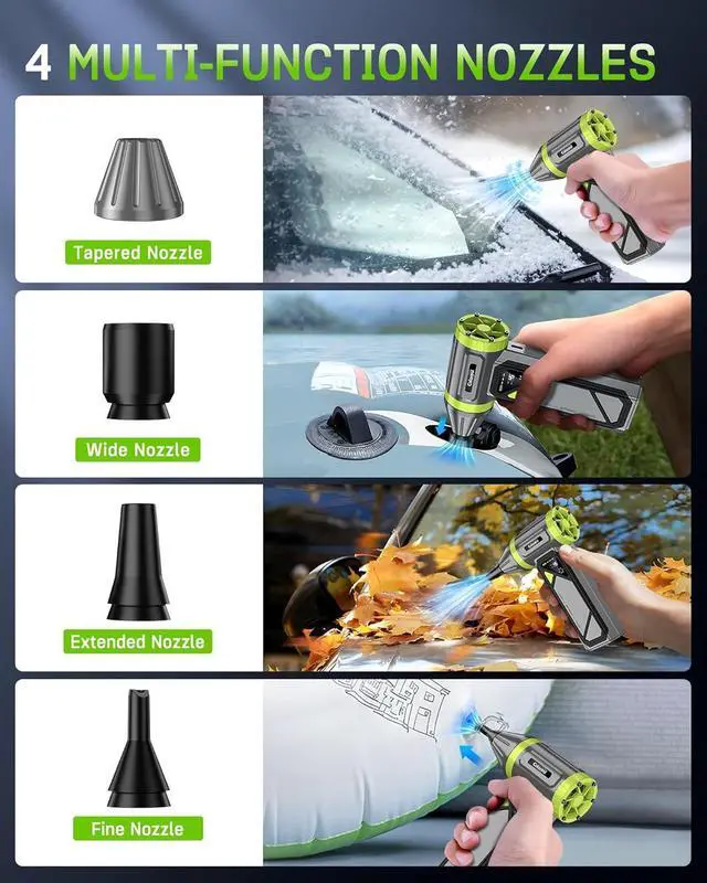 Alt view image 4 of 7 - Compressed Air Duster-150000RPM Powerful Cordless Electric Air Duster Rechargeable  3-Gear Adjustable Mini Air Blower with LED Light Dust Blower for Computer Keyboard Outdoor House and Car