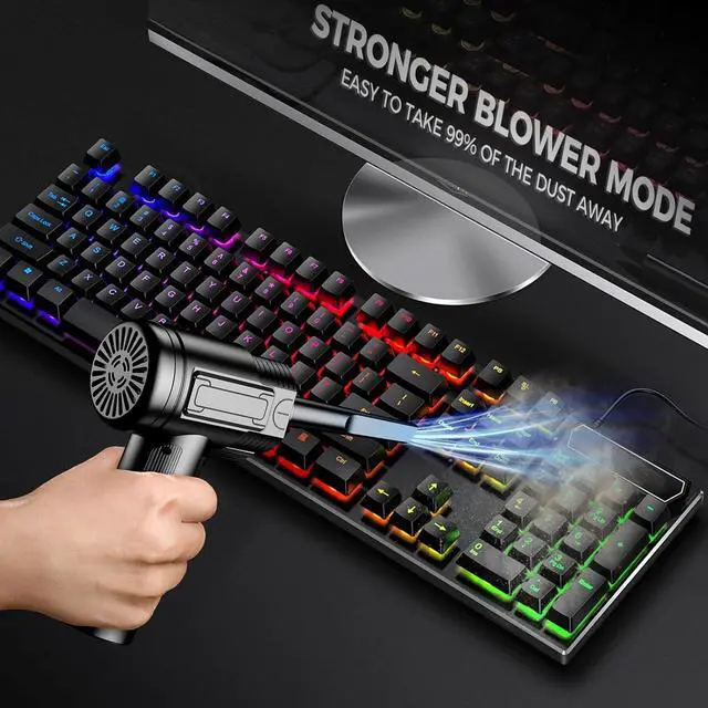 Alt view image 2 of 7 - Compressed Air Duster: 100000RPM Electric Air Duster with LED Light Mini Air Blower Rechargeable Cordless Keyboard Cleaning Jet Dry Blower - Car PC and Home Cleaning Kit Easier to use