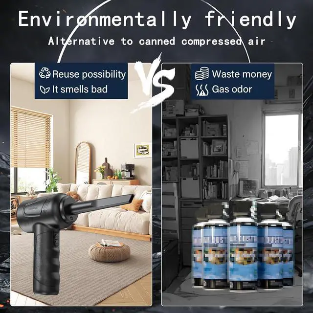 Alt view image 5 of 7 - Compressed Air Duster-Cordless Air Blower-Electric Air Duster for Cleaning Keyboard PC-Air Cleaning Kit-3 Speed Duster Cleaner with LED-Light-no Canned air dusters-car Dusters