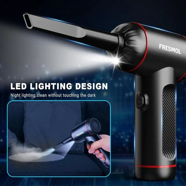 Alt view image 4 of 6 - Compressed Air Duster 3 Gear Adjustable 100000RPM Electric Air Duster Rechargeable Cordless Air Blower with LED Light for Computer Keyboard Electric Devices Cleaning. Replaces Compressed Air Cans