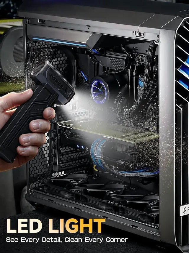 Alt view image 6 of 7 - Electric Air Duster 300000RPM 4-Gear Adjustable Compressed Air Duster with Light Rechargeable Brushless Motor Air Blower for Keyboard PC Car and Home Cleaning Reusable Replaces Compressed Air Can