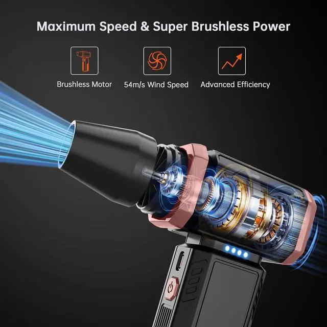 Alt view image 2 of 7 - SAILHAP Compressed Air Duster 300000RPM Cordless Electric Duster Brushless Motor Replace Canned Air Rechargeable Durable Blower for PC Car Computers Keyboard Snow Removal & Outdoor Great Gift