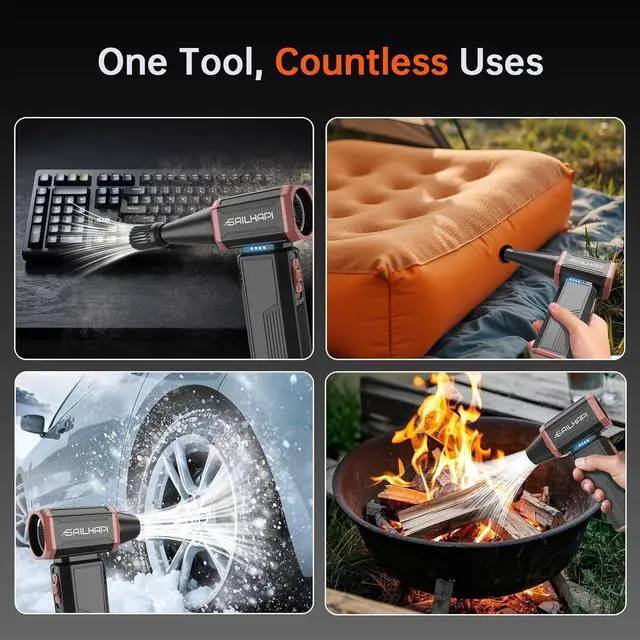 Alt view image 3 of 7 - SAILHAP Compressed Air Duster 300000RPM Cordless Electric Duster Brushless Motor Replace Canned Air Rechargeable Durable Blower for PC Car Computers Keyboard Snow Removal & Outdoor Great Gift