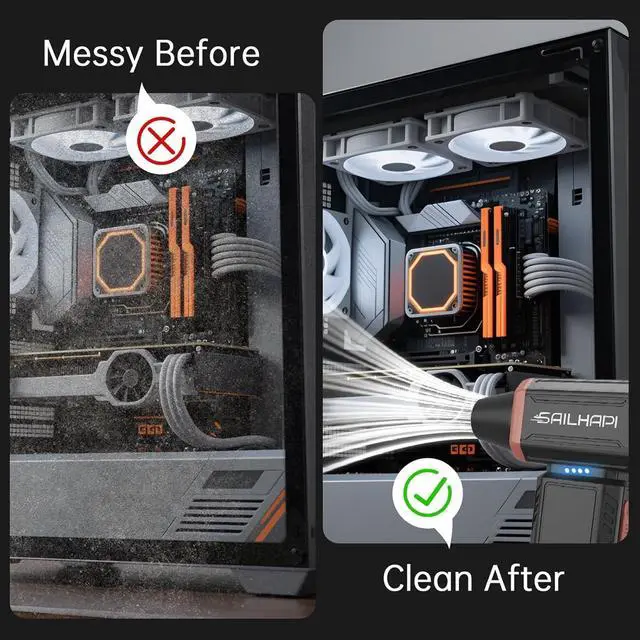 Alt view image 4 of 7 - SAILHAP Compressed Air Duster 300000RPM Cordless Electric Duster Brushless Motor Replace Canned Air Rechargeable Durable Blower for PC Car Computers Keyboard Snow Removal & Outdoor Great Gift