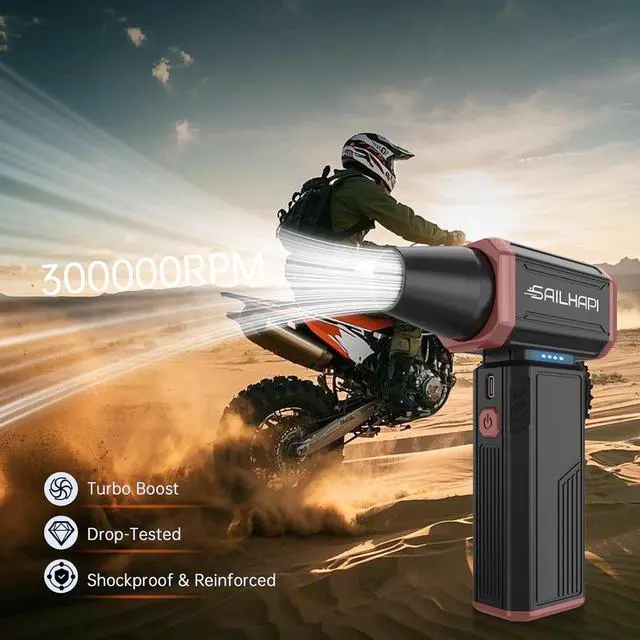 Alt view image 5 of 7 - SAILHAP Compressed Air Duster 300000RPM Cordless Electric Duster Brushless Motor Replace Canned Air Rechargeable Durable Blower for PC Car Computers Keyboard Snow Removal & Outdoor Great Gift