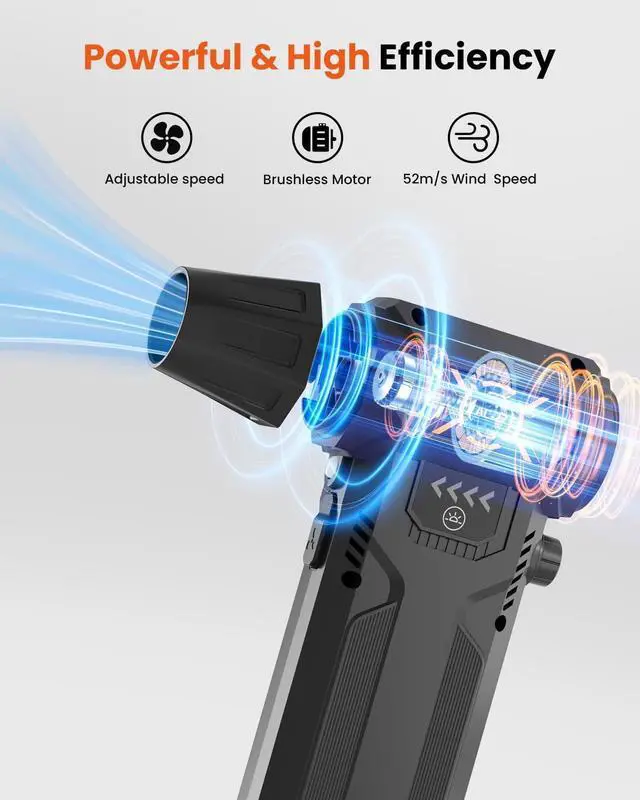 Alt view image 2 of 7 - Electric Air Duster-380000RPM Compressed Air Duster Super High-Speed Air Blower Replace Compressed Air Cans Keyboard and PC Clean Adjustable Air Blower for Outdoors Car Home (AC-27)