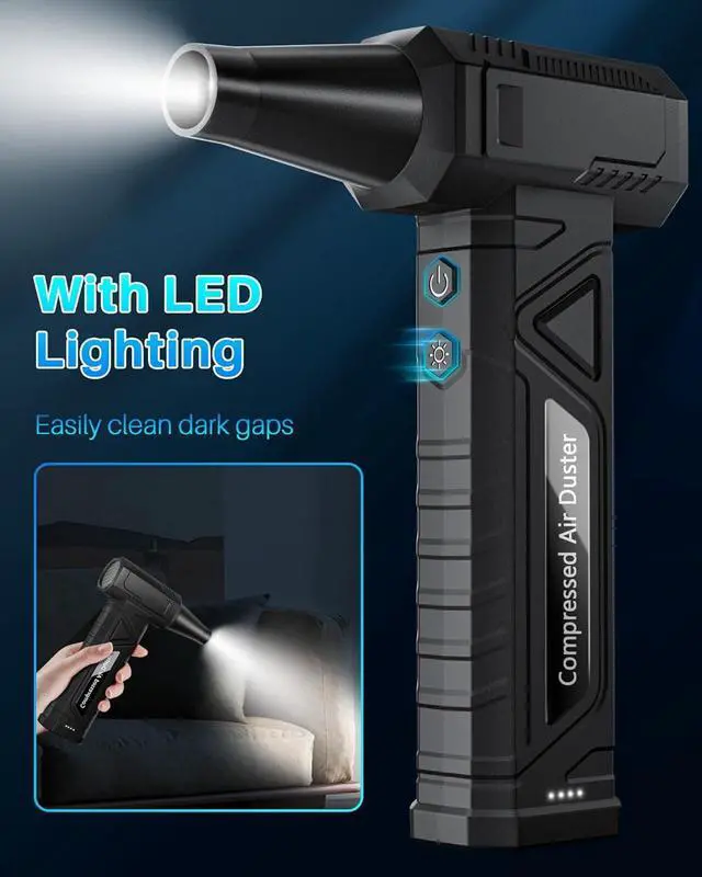 Alt view image 3 of 7 - Compressed Air Duster-Replaces Compressed Air Cans-Canned Air 150 000RPM Electric Air Duster Rechargeable Cordless Air Blower for Keyboard PC Electric Devices Cleaning