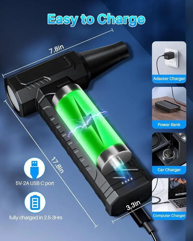 Alt view image 6 of 7 - Compressed Air Duster-Replaces Compressed Air Cans-Canned Air 150 000RPM Electric Air Duster Rechargeable Cordless Air Blower for Keyboard PC Electric Devices Cleaning