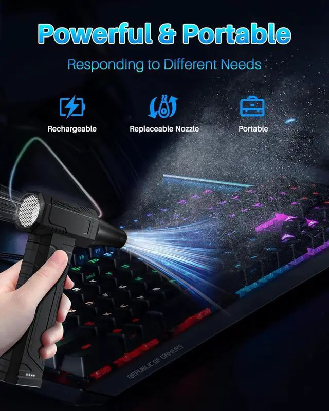 Alt view image 7 of 7 - Compressed Air Duster-Replaces Compressed Air Cans-Canned Air 150 000RPM Electric Air Duster Rechargeable Cordless Air Blower for Keyboard PC Electric Devices Cleaning