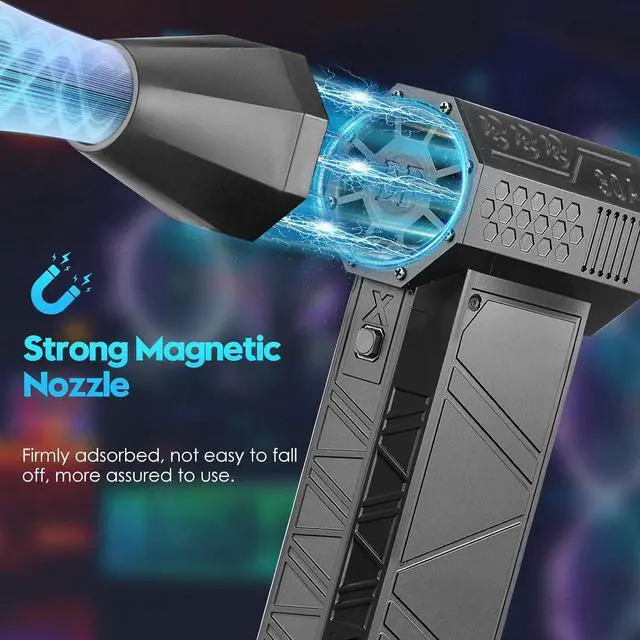 Alt view image 6 of 7 - Compressed Air Duster 130000RPM Electric Air Duster 3 Gear Adjustable Turbo Fan X3 Cordless Air Blower with Rechargeable Battery Mini Blower for PC/Laptop/Keyboard/Car/Home Cleaner