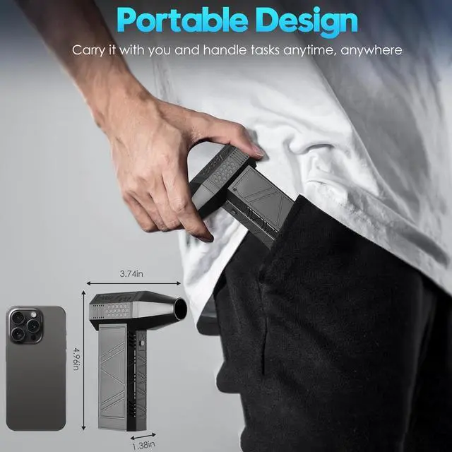 Alt view image 7 of 7 - Compressed Air Duster 130000RPM Electric Air Duster 3 Gear Adjustable Turbo Fan X3 Cordless Air Blower with Rechargeable Battery Mini Blower for PC/Laptop/Keyboard/Car/Home Cleaner