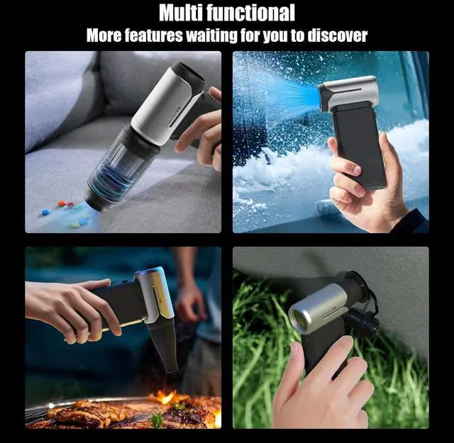 Alt view image 3 of 7 - Electric Compressed Air Duster 130 000RPM Portable Small Super Power Cordless Air Duster Blow and Suction High Speed Air Blower Turbo Fan Dust Blower for Computer Keyboard House Travel Outdoor Car