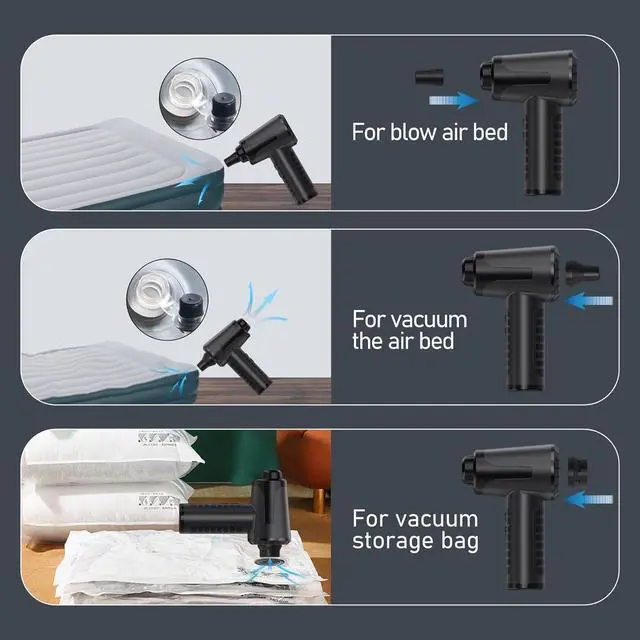 Alt view image 5 of 7 - Electric Compressed Air Duster Rechargable Air Blower for Car 100000RPM Air Can Duster for Computer PC Mini Blower Cordless with Led Light Handheld Blower Keyboard Cleaner Black