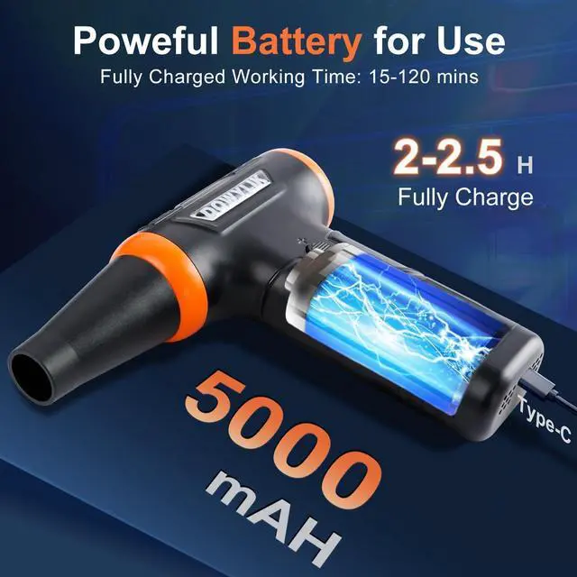 Alt view image 5 of 7 - Compressed Air Duster 220000RPM Canned Air Duster for Computer Cleaning Kit 3 Speed Compressed Air Can with LED Light Electric Air Duster for Cleanning Car PC Electronics