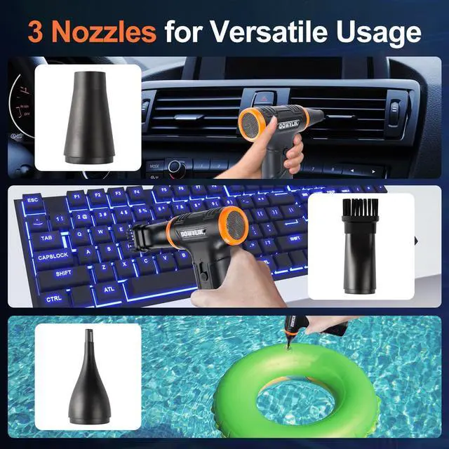 Alt view image 7 of 7 - Compressed Air Duster 220000RPM Canned Air Duster for Computer Cleaning Kit 3 Speed Compressed Air Can with LED Light Electric Air Duster for Cleanning Car PC Electronics