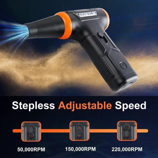 Alt view image 4 of 7 - Compressed Air Duster 220000RPM Canned Air Duster for Computer Cleaning Kit 3 Speed Compressed Air Can with LED Light Electric Air Duster for Cleanning Car PC Electronics