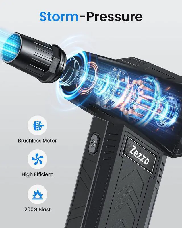 Alt view image 4 of 7 - fan Compressed Air Duster-180000RPM Ultra Powerful Electric Air Duster 3-Gear Adjustable High Speed Brushless Motor Air Blower for Dust Cleaning PC/Keyboard/Car
