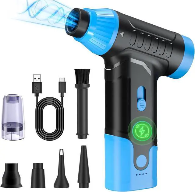 Main image of Electric Compressed Air Duster - Electric Air Duster for PC Rechargeable Mini Blower 150 000 RPM Cordless Vacuum for Cleaning Keyboards Computers and Cars (Blue)