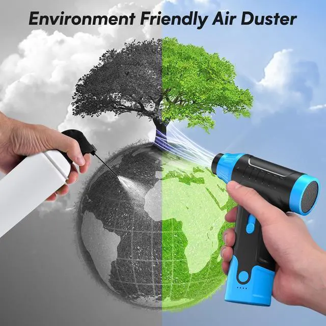 Alt view image 7 of 7 - Electric Compressed Air Duster - Electric Air Duster for PC Rechargeable Mini Blower 150 000 RPM Cordless Vacuum for Cleaning Keyboards Computers and Cars (Blue)