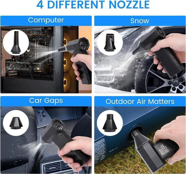 Alt view image 5 of 6 - Compressed Air Duster 3-Gear Electric Air Duster Rechargeable Super Power Air Blower with Brushless Motor Mini Blower for Computer Keyboard Car House Office Outdoor PC