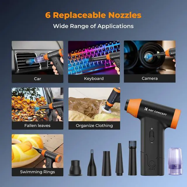 Alt view image 4 of 7 - 14 in 1 Compressed Air Duster Stepless Adjustable 150000RPM Electric Air Duster Adjustable&Portable Air Blower for Deep Clean Computer Keyboard Car Home- Replace Compressed Air Cans