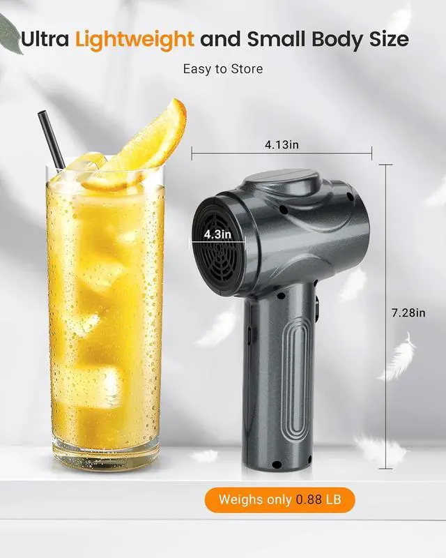 Alt view image 6 of 7 - Electric Compressed Air Duster for Computers 100000RPM Powerful Air Duster for PC/Keyboard/Car/Electronics 3 Power Speeds Air Blower with LED (Grey)