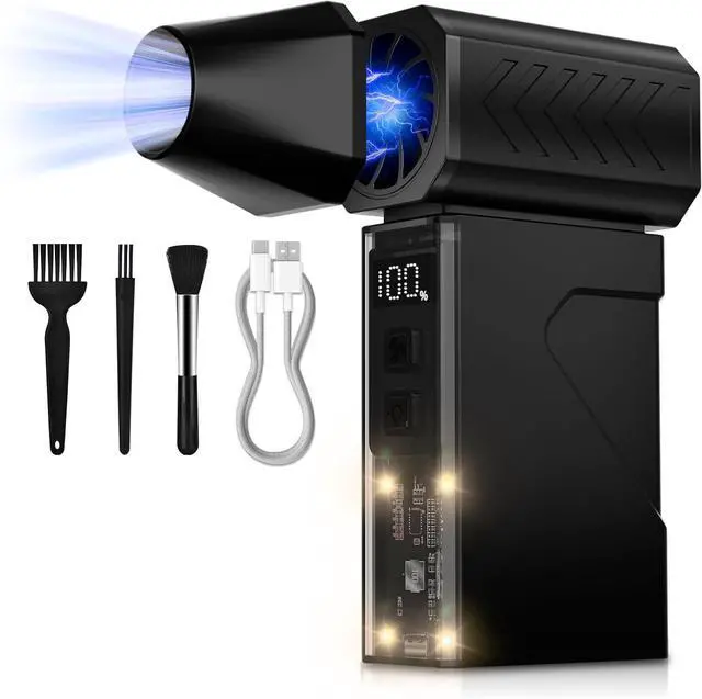 Main image of Compressed Air Duster 130000RPM Electric Air Duster with LED Light Mini Air Blower (10000mAh) Rechargeable Cordless for Keyboard Cleaning Car and Home Cleaning Kit Replaces Compressed Air Can