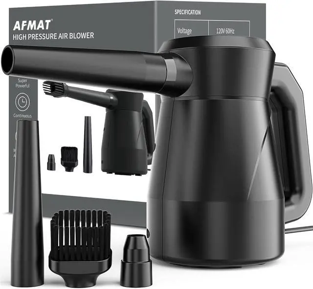 Main image of AFMAT Electric Air Duster Air Blower, Replacement for Compressed Air Cans, Multi-Use Cleaning Tools with 9.8ft Cord for Electronics, Keyboard, Fans, Hairs, Cars, BBQ, Super Powerful and Last for Years