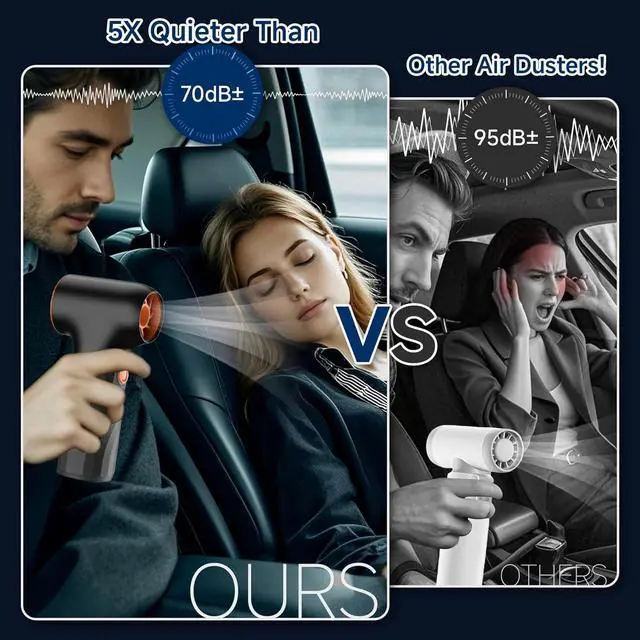 Alt view image 4 of 7 - Compressed Air Duster High-Speed 130 000 RPM Electric Air Duster 3 Gear Portable Mini Turbo Fan Rechargeable Cordless Air Blower with Non-Slip Handle Jet Dry Blower for Keyboard PC Car Cleaning