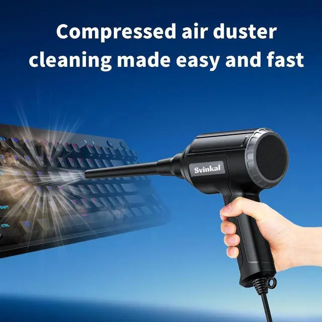 Alt view image 4 of 7 - Electric Air Duster 500W High Power with 40000RPM Stepless Speed 6oz Blowing Power Ideal Canned Air Replacement for Cleaning Keyboards Electronics PC and More