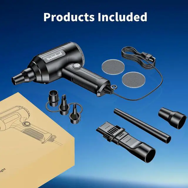 Alt view image 5 of 7 - Electric Air Duster 500W High Power with 40000RPM Stepless Speed 6oz Blowing Power Ideal Canned Air Replacement for Cleaning Keyboards Electronics PC and More