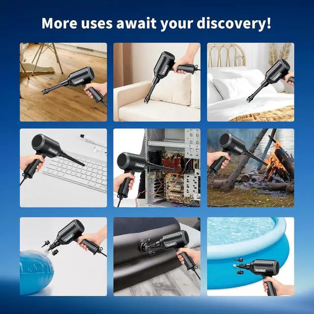 Alt view image 7 of 7 - Electric Air Duster 500W High Power with 40000RPM Stepless Speed 6oz Blowing Power Ideal Canned Air Replacement for Cleaning Keyboards Electronics PC and More