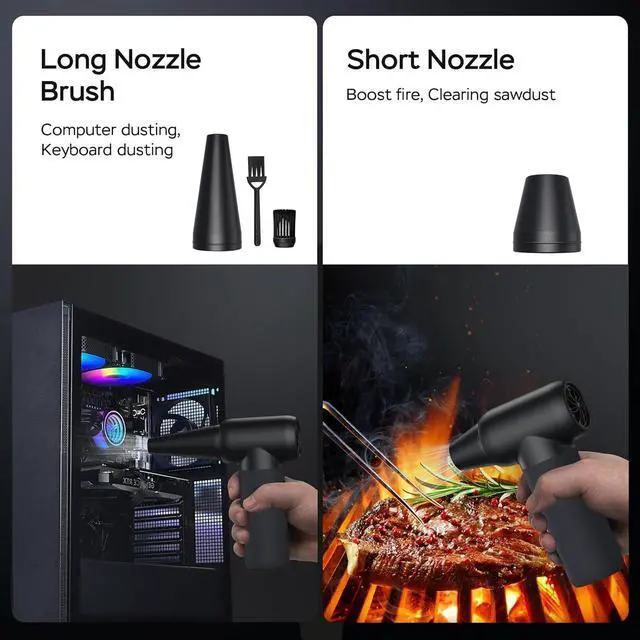 Alt view image 4 of 7 - Compressed Air Duster 180000RPM Electric Duster Air Blower Cordless Rechargeable Mini Dust Blower 3 Gear Jet Fan for PC Keyboard Computer Car Outdoor House Cleaning-Black