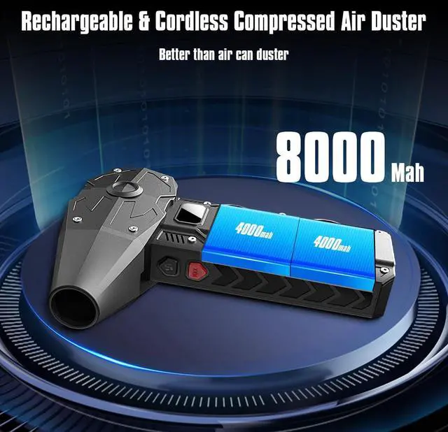 Alt view image 5 of 7 - Compressed Air Duster Electric air duster-4-Gear Adjustable Dust Blower for Computer Keyboard Outdoor House and Car Powerful Dust Cleaner for Keyboard