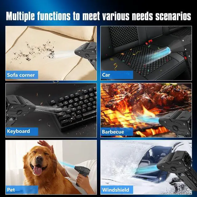 Alt view image 6 of 7 - Compressed Air Duster Electric air duster-4-Gear Adjustable Dust Blower for Computer Keyboard Outdoor House and Car Powerful Dust Cleaner for Keyboard