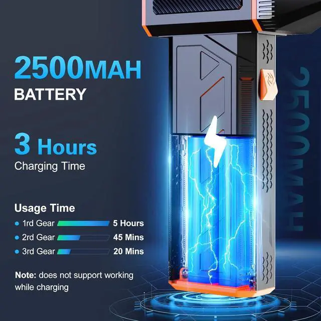 Alt view image 4 of 7 - Electric Compressed Air Duster 130000RPM Super Power Turbo Jet Dry Violent Fan Mini Handheld Dust Leaf Car Snow Blower Rechargeable Refillable Computer Keyboard PC Electronic Duster Pressurized Air