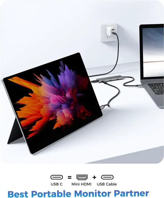 Alt view image 4 of 7 - Versatile USB C Video Hub for Dual Monitor, USB-C PD Monitor, Thunderbolt Splitter DP Alt Dual 4K@30-60Hz, 10Gbps*4 Ports, PD 100W, Docking Station Dual Monitor with Type-C Video Cable
