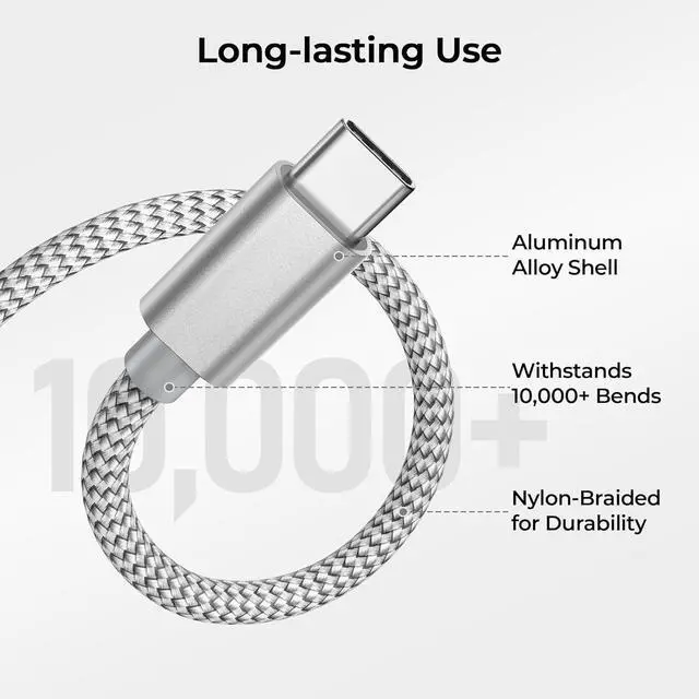 Alt view image 3 of 7 - Basesailor for iPhone 17 16 Pro Max Charger Cord,USB to USB C Cable 6.6FT/2Pack,Type C Charging Power Cord for Apple 15 iPad 10 Air 4 5,Samsung Galaxy S25 S24 S23 S22 Plus Ultra,A52 A53 A54,Pixel 9 8