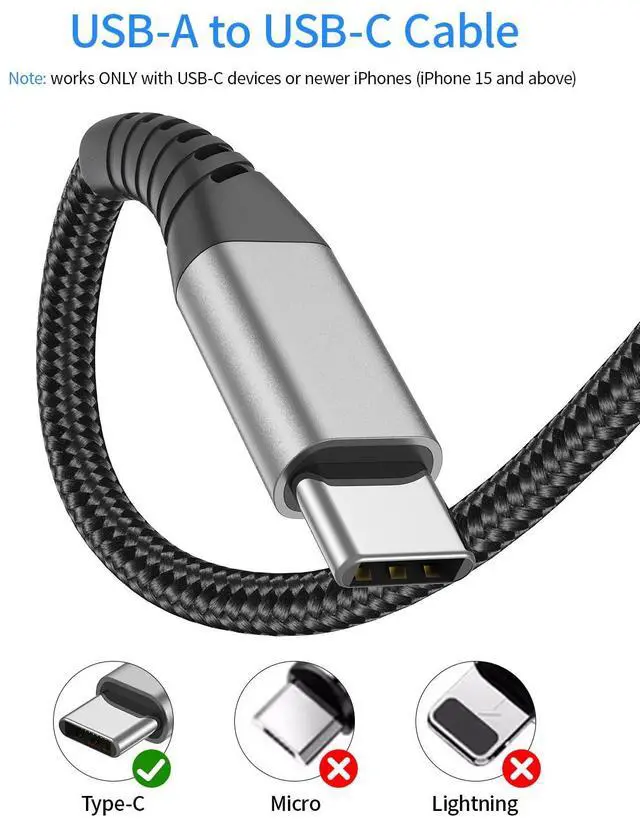 Alt view image 2 of 7 - 6 inch Short USB C Cable Fast Charging 2 Pack 0.5ft USB A to USB C Cable Short USBC Cable Braided 3A USB Type C Cable for iPhone 15 16 Pro Max  Galaxy S24 S23 Google Pixel iPad