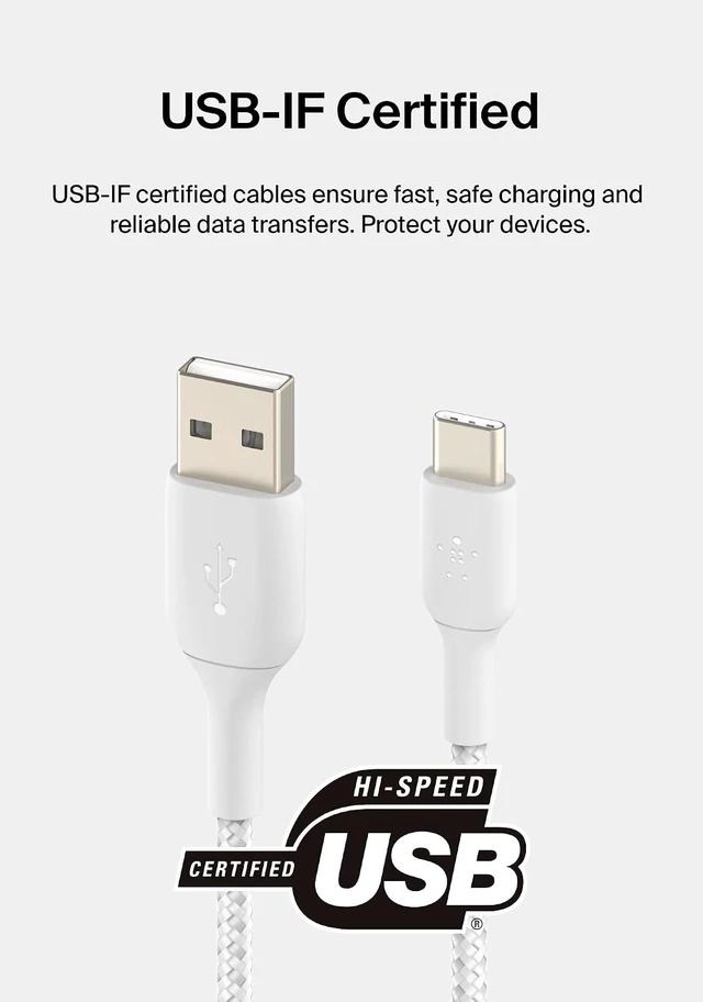 Alt view image 3 of 7 - USB A to USB C 15W Braided Cable 3.3ft iPhone Charger Cord