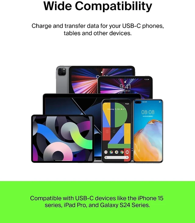 Alt view image 5 of 7 - USB A to USB C 15W Braided Cable 3.3ft iPhone Charger Cord